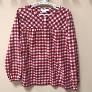 Long Sleeve Flannel 3 button Blouse